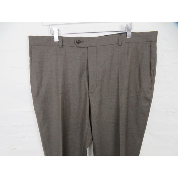 Peter Millar Dress Pants Mens 38x32 Gray Virgin Wool Stretch Flat Front Trousers - Picture 2 of 10